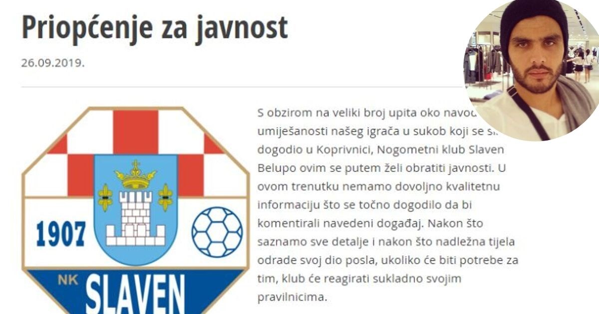 Slaven se oglasio priopćenjem nakon što mu je igrač uhićen zbog premlaćivanja